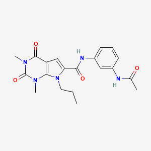 molecular formula C20H23N5O4 B2379125 N-(3-acetamidophenyl)-1,3-dimethyl-2,4-dioxo-7-propyl-1H,2H,3H,4H,7H-pyrrolo[2,3-d]pyrimidine-6-carboxamide CAS No. 1040656-33-4