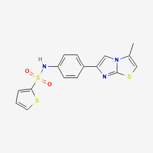 molecular formula C16H13N3O2S3 B2379136 N-(4-(3-methylimidazo[2,1-b]thiazol-6-yl)phenyl)thiophene-2-sulfonamide CAS No. 893981-16-3