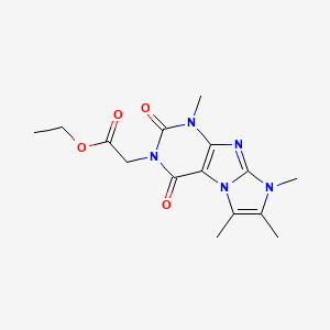 molecular formula C15H19N5O4 B2379151 Ethyl 2-(4,6,7,8-tetramethyl-1,3-dioxopurino[7,8-a]imidazol-2-yl)acetate CAS No. 878413-98-0