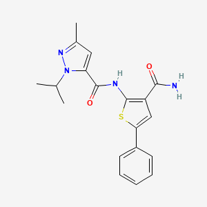 molecular formula C19H20N4O2S B2379156 N-(3-carbamoyl-5-phenylthiophen-2-yl)-1-isopropyl-3-methyl-1H-pyrazole-5-carboxamide CAS No. 1209370-20-6