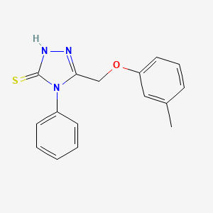 molecular formula C16H15N3OS B2379222 4-Phenyl-5-m-tolyloxymethyl-4H-[1,2,4]triazole-3-thiol CAS No. 76659-61-5