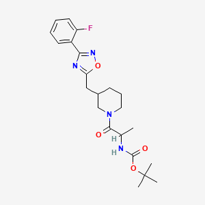 Tert-butyl (1-(3-((3-(2-fluorophenyl)-1,2,4-oxadiazol-5-yl)methyl)piperidin-1-yl)-1-oxopropan-2-yl)carbamate