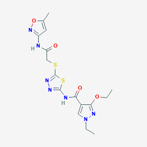 3-ethoxy-1-ethyl-N-(5-((2-((5-methylisoxazol-3-yl)amino)-2-oxoethyl)thio)-1,3,4-thiadiazol-2-yl)-1H-pyrazole-4-carboxamide