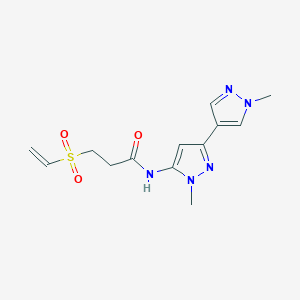 3-Ethenylsulfonyl-N-[2-methyl-5-(1-methylpyrazol-4-yl)pyrazol-3-yl]propanamide