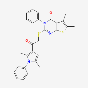 2-[2-(2,5-Dimethyl-1-phenylpyrrol-3-yl)-2-oxoethyl]sulfanyl-5,6-dimethyl-3-phenylthieno[2,3-d]pyrimidin-4-one