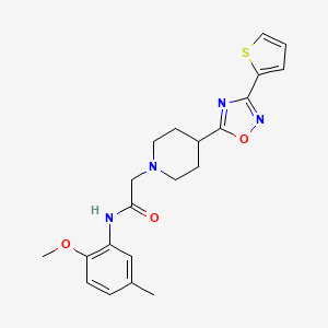 molecular formula C21H24N4O3S B2379277 N-(2-methoxy-5-methylphenyl)-2-{4-[3-(thiophen-2-yl)-1,2,4-oxadiazol-5-yl]piperidin-1-yl}acetamide CAS No. 1251703-77-1