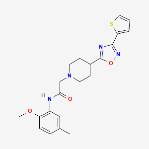 molecular formula C21H24N4O3S B2379277 N-(2-methoxy-5-methylphenyl)-2-{4-[3-(2-thienyl)-1,2,4-oxadiazol-5-yl]piperidin-1-yl}acetamide CAS No. 1251703-77-1