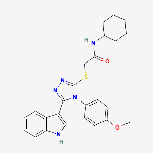 2-((5-(1H-indol-3-yl)-4-(4-methoxyphenyl)-4H-1,2,4-triazol-3-yl)thio)-N-cyclohexylacetamide