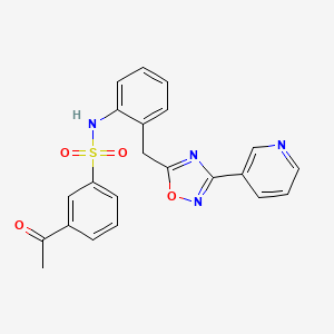 3-acetyl-N-(2-((3-(pyridin-3-yl)-1,2,4-oxadiazol-5-yl)methyl)phenyl)benzenesulfonamide