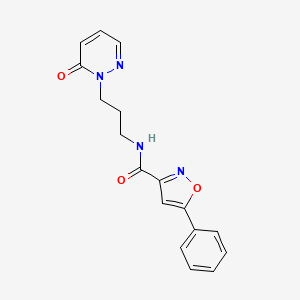 molecular formula C17H16N4O3 B2379289 N-(3-(6-oxopyridazin-1(6H)-yl)propyl)-5-phenylisoxazole-3-carboxamide CAS No. 1208640-34-9