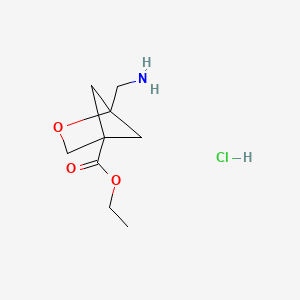 molecular formula C9H16ClNO3 B2379296 Ethyl 1-(aminomethyl)-2-oxabicyclo[2.1.1]hexane-4-carboxylate hydrochloride CAS No. 2230799-70-7