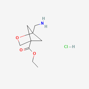molecular formula C9H16ClNO3 B2379296 Ethyl 1-(aminomethyl)-2-oxabicyclo[2.1.1]hexane-4-carboxylate;hydrochloride CAS No. 2230799-70-7