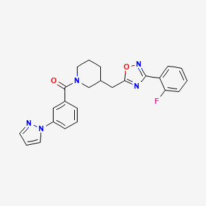 (3-(1H-pyrazol-1-yl)phenyl)(3-((3-(2-fluorophenyl)-1,2,4-oxadiazol-5-yl)methyl)piperidin-1-yl)methanone
