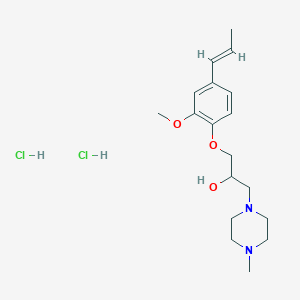 molecular formula C18H30Cl2N2O3 B2379358 (E)-1-(2-methoxy-4-(prop-1-en-1-yl)phenoxy)-3-(4-methylpiperazin-1-yl)propan-2-ol dihydrochloride CAS No. 1331727-17-3