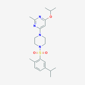 molecular formula C22H32N4O3S B2379362 4-Isopropoxy-6-(4-((5-isopropyl-2-methylphenyl)sulfonyl)piperazin-1-yl)-2-methylpyrimidine CAS No. 1021090-75-4