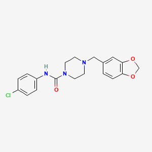 molecular formula C19H20ClN3O3 B2379364 4-(1,3-benzodioxol-5-ylmethyl)-N-(4-chlorophenyl)piperazine-1-carboxamide CAS No. 340220-97-5
