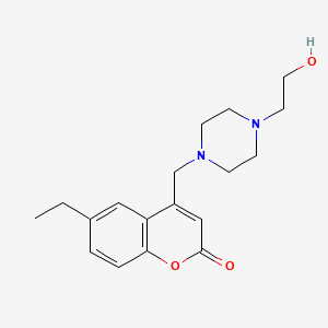 molecular formula C18H24N2O3 B2379367 6-ethyl-4-((4-(2-hydroxyethyl)piperazin-1-yl)methyl)-2H-chromen-2-one CAS No. 896072-11-0