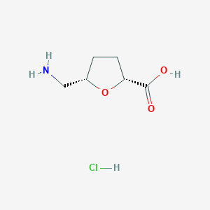molecular formula C6H12ClNO3 B2379368 (2R,5S)-5-(氨甲基)氧杂环-2-甲酸；盐酸盐 CAS No. 2138266-71-2