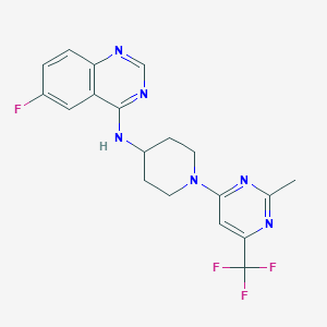 molecular formula C19H18F4N6 B2379372 6-fluoro-N-(1-(2-methyl-6-(trifluoromethyl)pyrimidin-4-yl)piperidin-4-yl)quinazolin-4-amine CAS No. 2034225-92-6