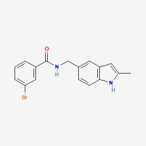molecular formula C17H15BrN2O B2379378 3-bromo-N-[(2-methyl-1H-indol-5-yl)methyl]benzamide CAS No. 852136-43-7