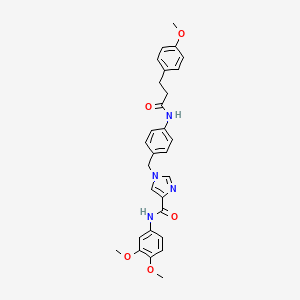 molecular formula C29H30N4O5 B2379419 N-(3,4-dimethoxyphenyl)-1-(4-(3-(4-methoxyphenyl)propanamido)benzyl)-1H-imidazole-4-carboxamide CAS No. 1251697-22-9