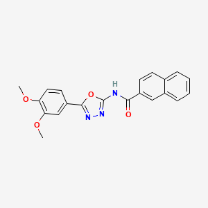 molecular formula C21H17N3O4 B2379483 N-[5-(3,4-dimethoxyphenyl)-1,3,4-oxadiazol-2-yl]naphthalene-2-carboxamide CAS No. 923095-80-1