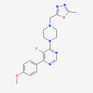 2-[[4-[5-Fluoro-6-(4-methoxyphenyl)pyrimidin-4-yl]piperazin-1-yl]methyl]-5-methyl-1,3,4-oxadiazole