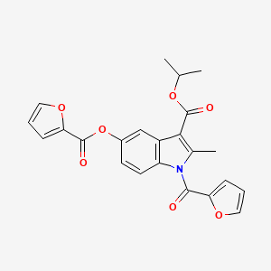 molecular formula C23H19NO7 B2379545 isopropyl 1-(furan-2-carbonyl)-5-((furan-2-carbonyl)oxy)-2-methyl-1H-indole-3-carboxylate CAS No. 890632-04-9