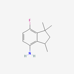 molecular formula C12H16FN B2379613 7-Fluoro-1,1,3-trimethyl-4-aminoindane CAS No. 1383809-95-7