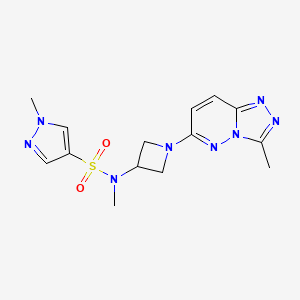 molecular formula C14H18N8O2S B2379622 N,1-dimethyl-N-(1-{3-methyl-[1,2,4]triazolo[4,3-b]pyridazin-6-yl}azetidin-3-yl)-1H-pyrazole-4-sulfonamide CAS No. 2202169-72-8