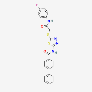 N-(5-((2-((4-fluorophenyl)amino)-2-oxoethyl)thio)-1,3,4-thiadiazol-2-yl)-[1,1'-biphenyl]-4-carboxamide