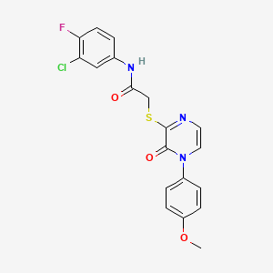 molecular formula C19H15ClFN3O3S B2379633 N-(3-chloro-4-fluorophenyl)-2-((4-(4-methoxyphenyl)-3-oxo-3,4-dihydropyrazin-2-yl)thio)acetamide CAS No. 895112-65-9