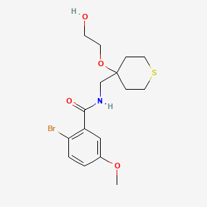 2-bromo-N-((4-(2-hydroxyethoxy)tetrahydro-2H-thiopyran-4-yl)methyl)-5-methoxybenzamide