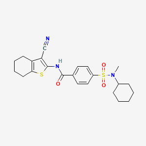 molecular formula C23H27N3O3S2 B2379660 N-(3-cyano-4,5,6,7-tetrahydro-1-benzothiophen-2-yl)-4-[cyclohexyl(methyl)sulfamoyl]benzamide CAS No. 683765-43-7
