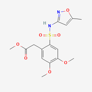 molecular formula C15H18N2O7S B2379695 Methyl 2-(4,5-dimethoxy-2-(((5-methylisoxazol-3-YL)amino)sulfonyl)phenyl)acetate CAS No. 497061-12-8
