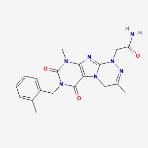 molecular formula C19H21N7O3 B2379706 2-{3,9-dimethyl-7-[(2-methylphenyl)methyl]-6,8-dioxo-5,7,9-trihydro-4H-1,2,4-t riazino[4,3-h]purinyl}acetamide CAS No. 923202-63-5