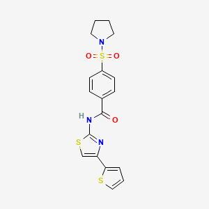 4-(pyrrolidin-1-ylsulfonyl)-N-(4-(thiophen-2-yl)thiazol-2-yl)benzamide