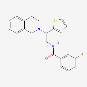 molecular formula C22H21BrN2OS B2379714 3-bromo-N-(2-(3,4-dihydroisoquinolin-2(1H)-yl)-2-(thiophen-2-yl)ethyl)benzamide CAS No. 898452-55-6