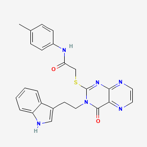 2-({3-[2-(1H-indol-3-yl)ethyl]-4-oxo-3,4-dihydropteridin-2-yl}thio)-N-(4-methylphenyl)acetamide