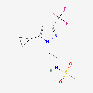 molecular formula C10H14F3N3O2S B2379771 N-(2-(5-cyclopropyl-3-(trifluoromethyl)-1H-pyrazol-1-yl)ethyl)methanesulfonamide CAS No. 1797085-49-4