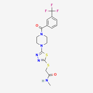 molecular formula C17H18F3N5O2S2 B2379776 N-methyl-2-((5-(4-(3-(trifluoromethyl)benzoyl)piperazin-1-yl)-1,3,4-thiadiazol-2-yl)thio)acetamide CAS No. 1105226-02-5