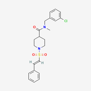 molecular formula C22H25ClN2O3S B2379777 N-[(3-chlorophenyl)methyl]-N-methyl-1-[(E)-2-phenylethenyl]sulfonylpiperidine-4-carboxamide CAS No. 949722-24-1