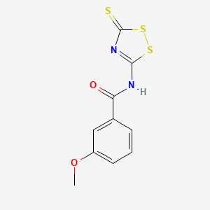molecular formula C10H8N2O2S3 B2379778 3-methoxy-N-(3-thioxo-3H-1,2,4-dithiazol-5-yl)benzenecarboxamide CAS No. 306980-77-8
