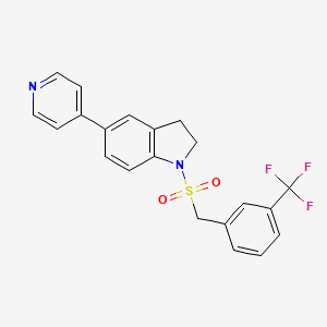 molecular formula C21H17F3N2O2S B2379781 5-(Pyridin-4-yl)-1-((3-(trifluoromethyl)benzyl)sulfonyl)indoline CAS No. 2097934-01-3
