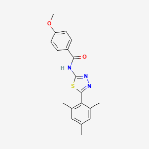 molecular formula C19H19N3O2S B2379787 4-methoxy-N-[5-(2,4,6-trimethylphenyl)-1,3,4-thiadiazol-2-yl]benzamide CAS No. 391226-68-9