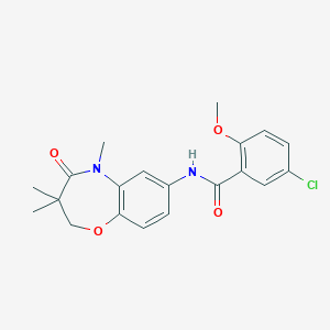 molecular formula C20H21ClN2O4 B2379790 5-氯-2-甲氧基-N-(3,3,5-三甲基-4-氧代-2,3,4,5-四氢苯并[b][1,4]恶杂环庚-7-基)苯甲酰胺 CAS No. 921586-52-9