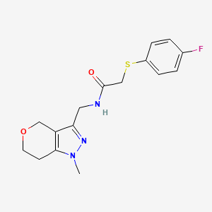 2-((4-fluorophenyl)thio)-N-((1-methyl-1,4,6,7-tetrahydropyrano[4,3-c]pyrazol-3-yl)methyl)acetamide