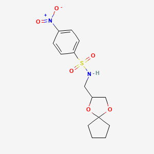 molecular formula C14H18N2O6S B2379794 N-(1,4-dioxaspiro[4.4]nonan-2-ylmethyl)-4-nitrobenzenesulfonamide CAS No. 899734-07-7