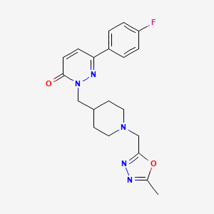 molecular formula C20H22FN5O2 B2379807 6-(4-fluorophenyl)-2-({1-[(5-methyl-1,3,4-oxadiazol-2-yl)methyl]piperidin-4-yl}methyl)-2,3-dihydropyridazin-3-one CAS No. 2380085-07-2