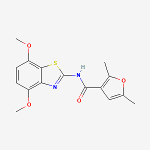 molecular formula C16H16N2O4S B2379833 N-(4,7-dimethoxy-1,3-benzothiazol-2-yl)-2,5-dimethylfuran-3-carboxamide CAS No. 1170041-92-5